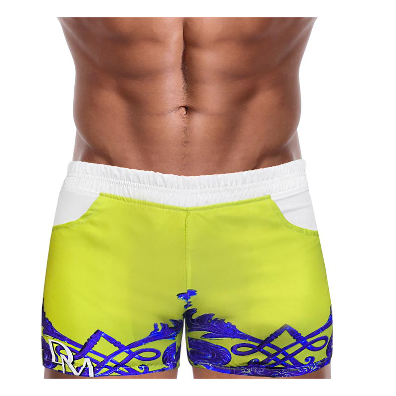 Men Swimwear Beach Short - Danny Miami luxury brand - Swimwear gym workout shorts  - Crown Yellow