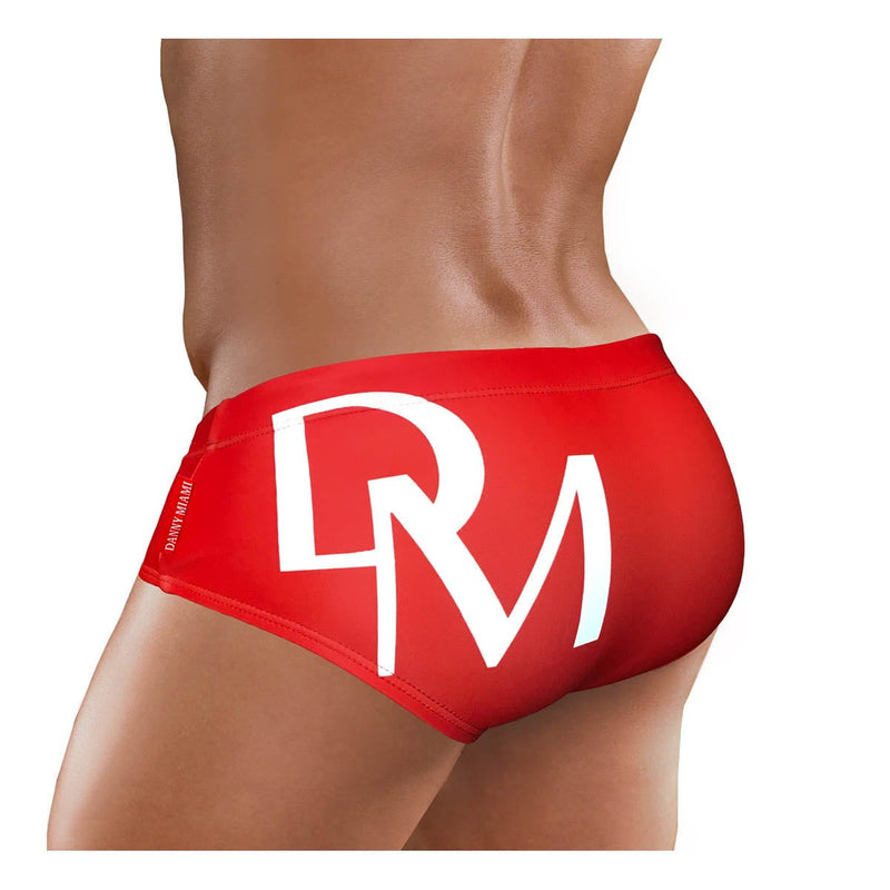  DANNY MIAMI Swimwear - Olympia Red - Men Swimsuit Brief - Beach Trunks