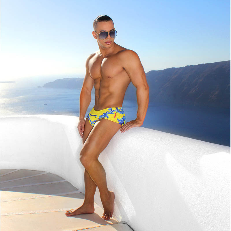 DANNY MIAMI Swimwear - Crown Yellow - Men Swimsuit Brief - Beach Trunks