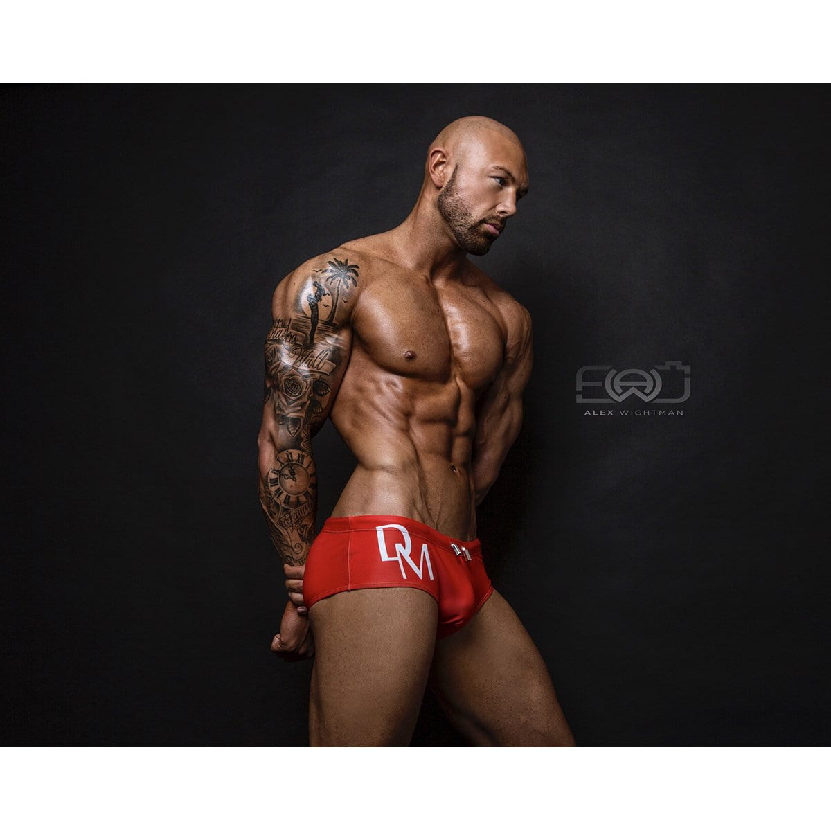  DANNY MIAMI Swimwear - Olympia Red - Men Swimsuit Brief - Beach Trunks